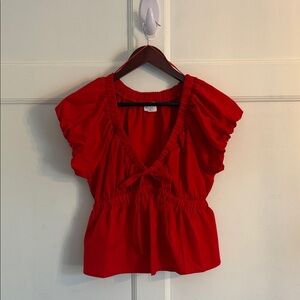 Sienna Sky Vibrant Red Ruffled Blouse